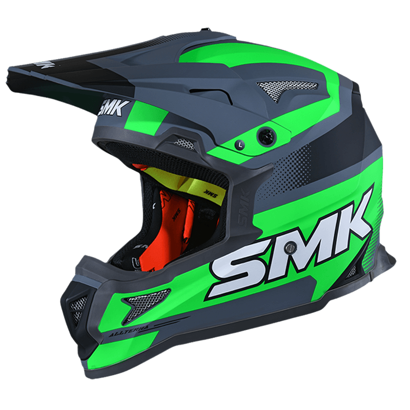 SMK Allterra X-Throttle Matte Grey/Green/Black MA682 Helmet - EasyR