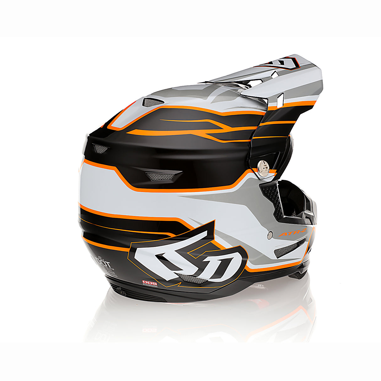 6D ATR-2 Phase White/Orange Helmet