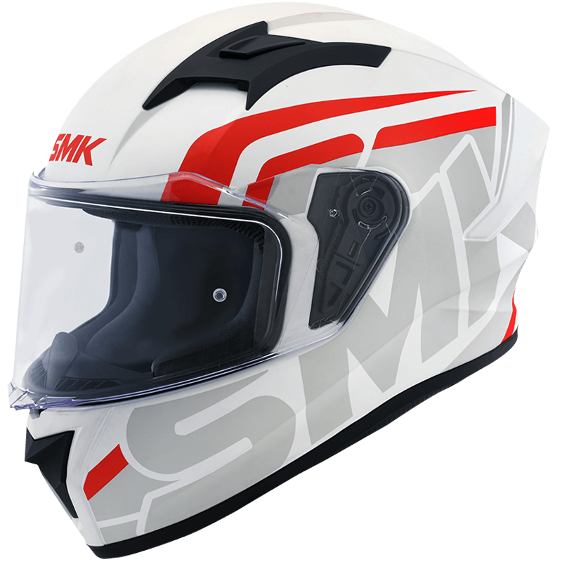 SMK Stellar Stage Matte White/Grey/Red MA163 Helmet