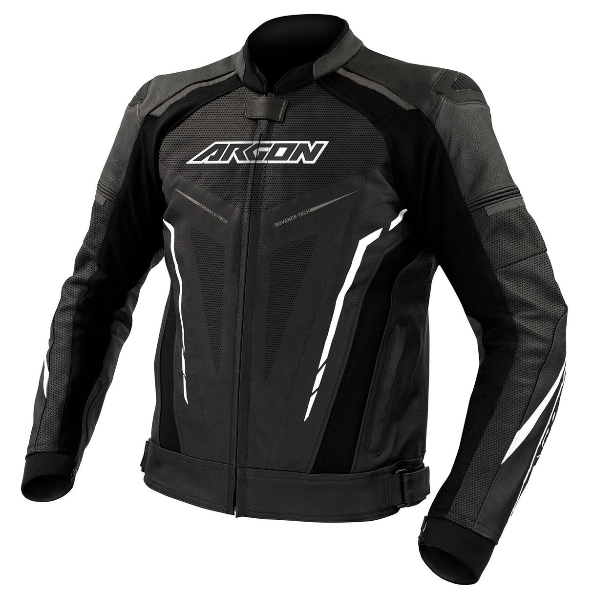 Argon Descent Black/White Perforated Leather Jacket