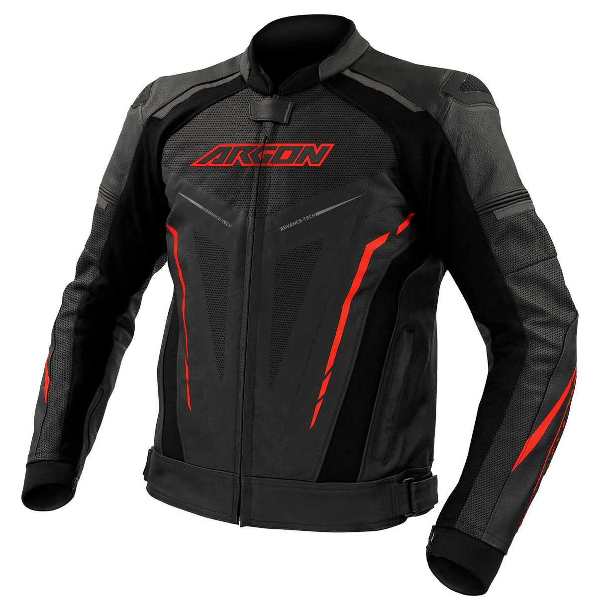 Argon Descent Black/Red Perforated Leather Jacket