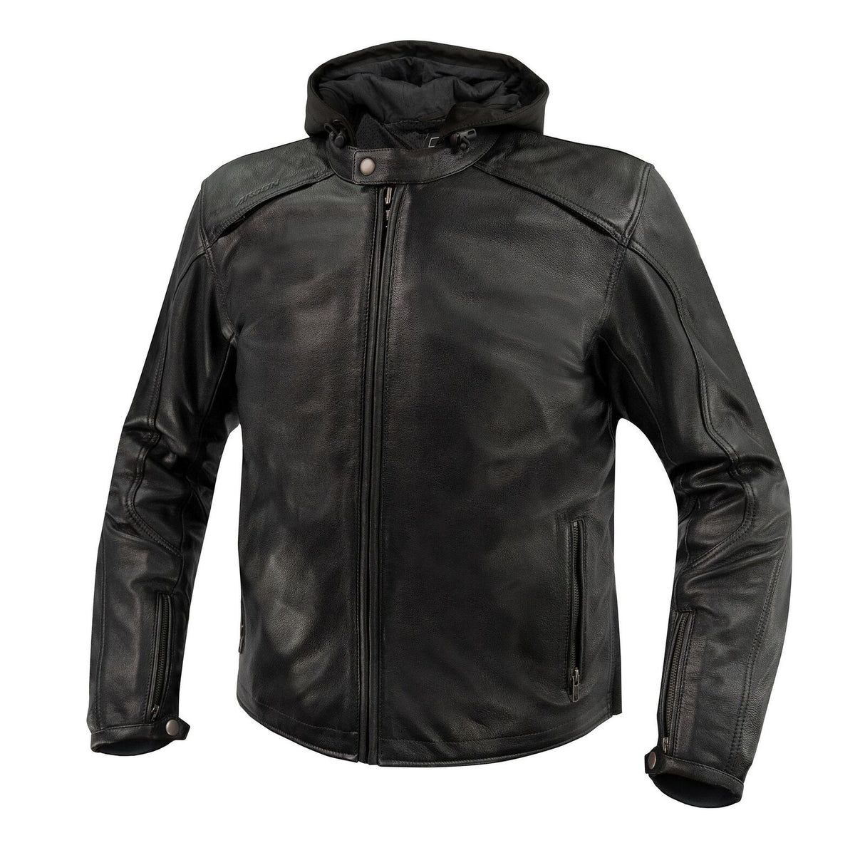 Argon Realm Vintage Black Leather Hoodie Jacket