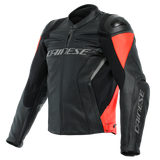 Dainese Racing 4 Black/Fluro Red Non-Perforated Leather Jacket