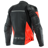 Dainese Racing 4 Black/Fluro Red Non-Perforated Leather Jacket