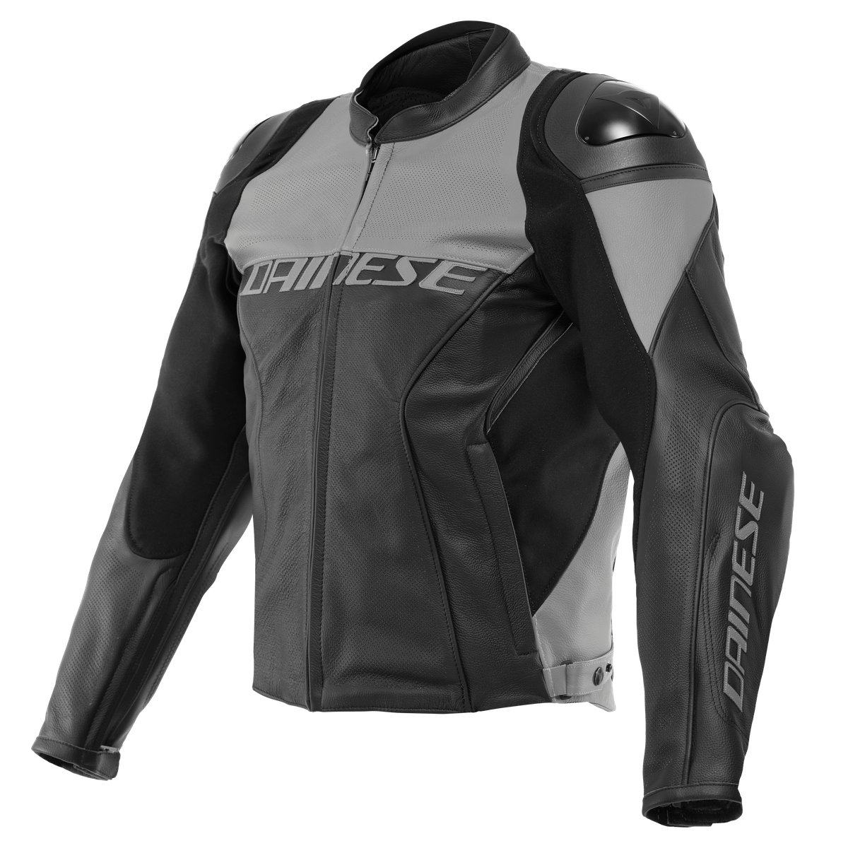 Dainese Racing 4 Black/Charcoal Gray Perforated Leather Jacket