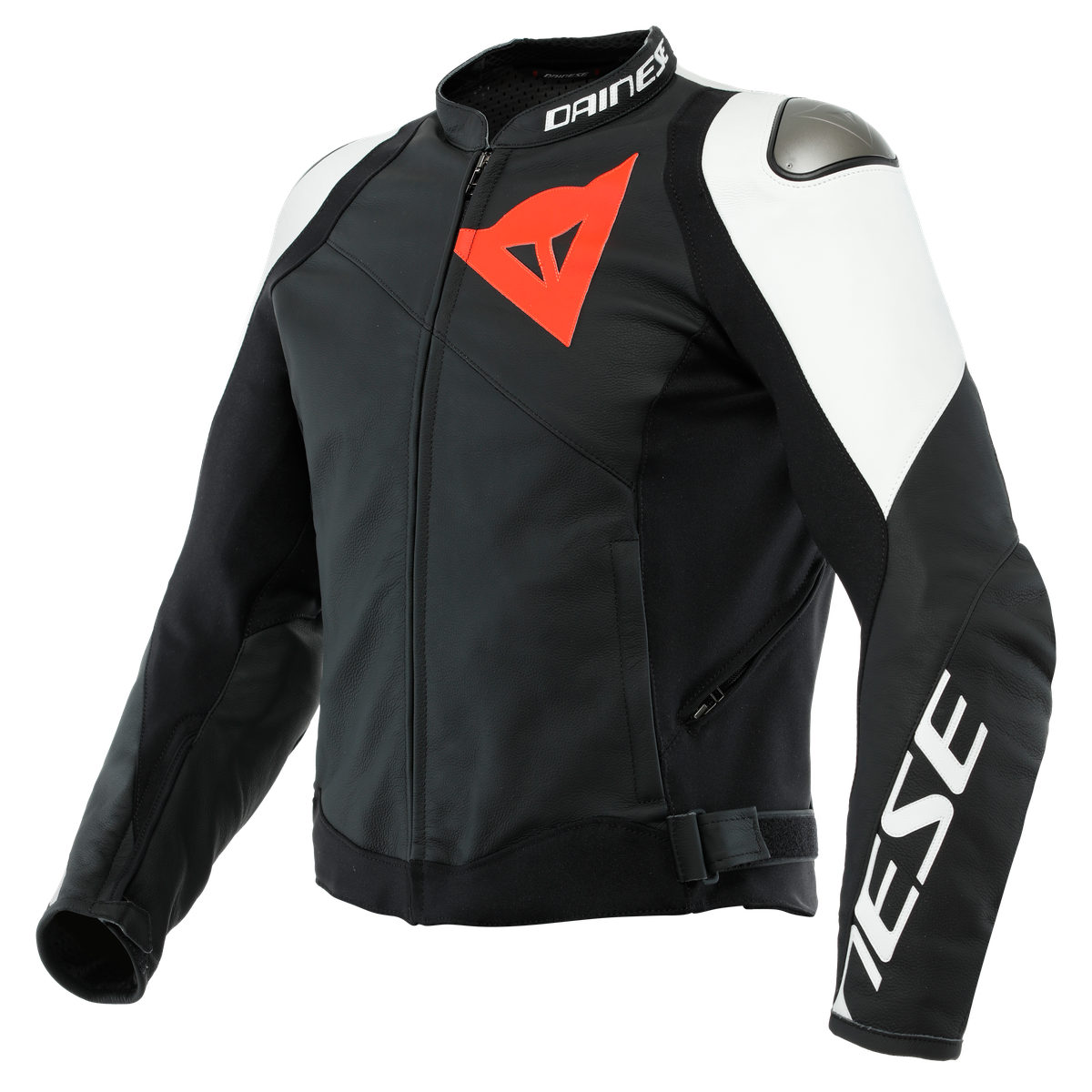 Dainese Sportiva Matte Black/Matte Black/White Non-Perforated Leather Jacket