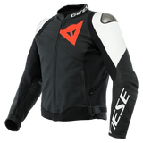 Dainese Sportiva Matte Black/Matte Black/White Non-Perforated Leather Jacket