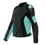 Dainese Racing 4 Lady Black/Aqua Green Perforated Leather Womens Jacket