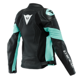 Dainese Racing 4 Lady Black/Aqua Green Perforated Leather Womens Jacket