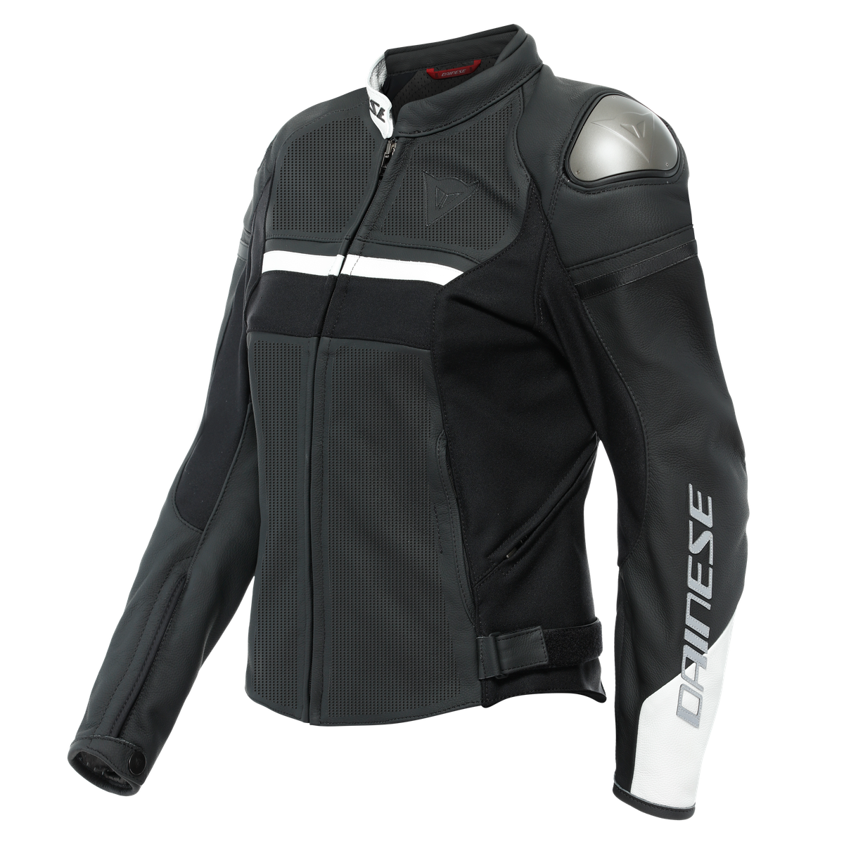 Dainese Rapida Lady Matte Black/Matte Black/White Perforated Leather Womens Jacket