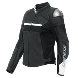 Dainese Rapida Lady Matte Black/Matte Black/White Perforated Leather Womens Jacket