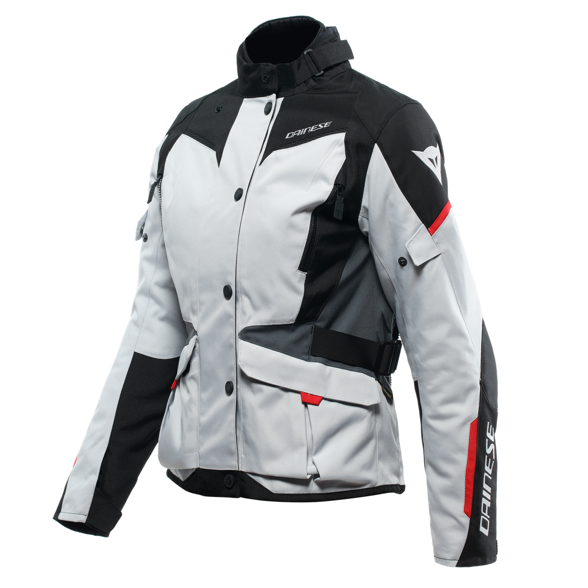 Dainese Tempest 3 Lady D-Dry Glacier Gray/Black/Lava Red Waterproof Textile Womens Jacket