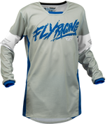 FLY 2023 Kinetic Khaos Light Grey/Blue/White Youth Jersey