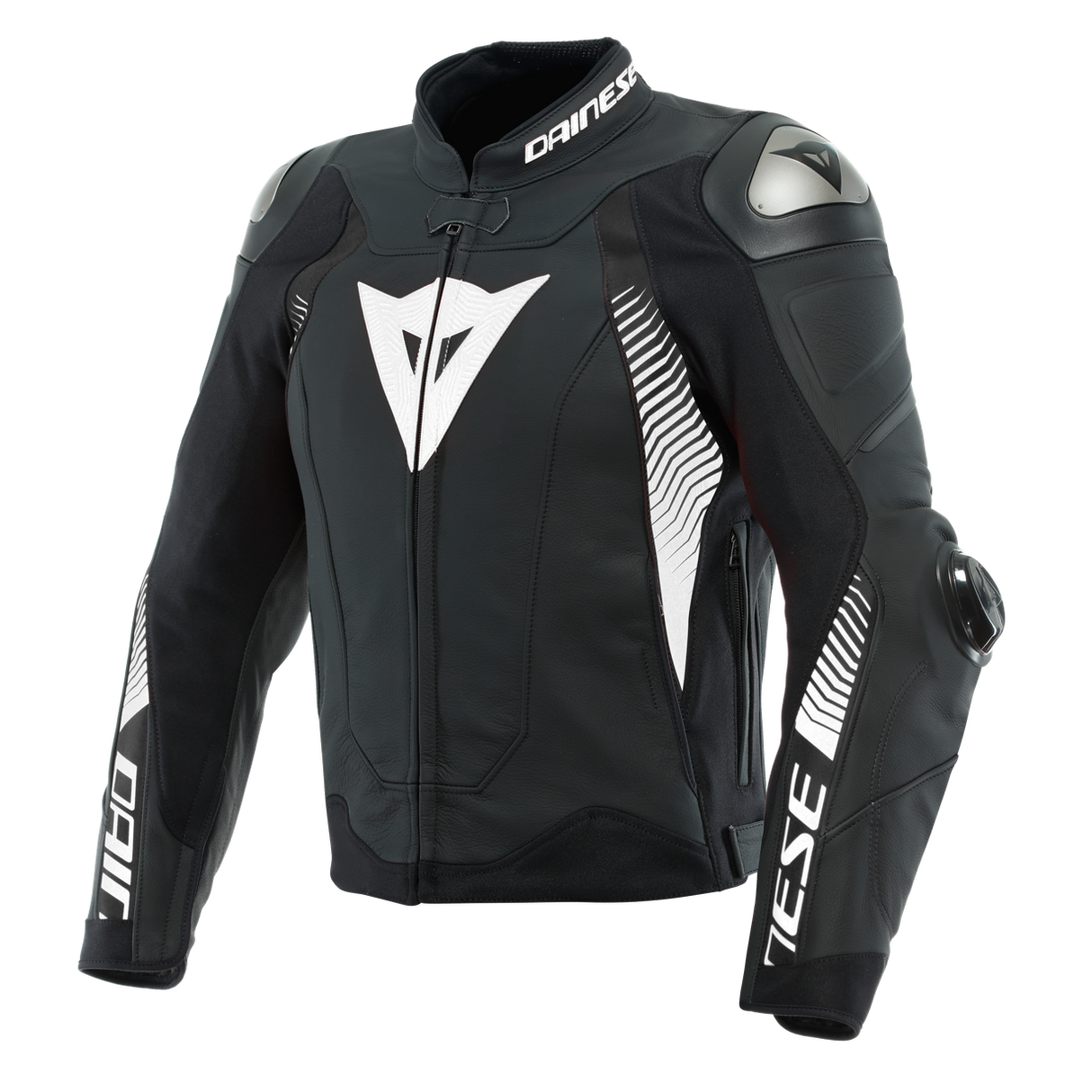 Dainese Super Speed 4 Matte Black/White Non-Perforated Leather Jacket