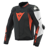 Dainese Super Speed 4 Matte Black/White/Fluro Red Perforated Leather Jacket