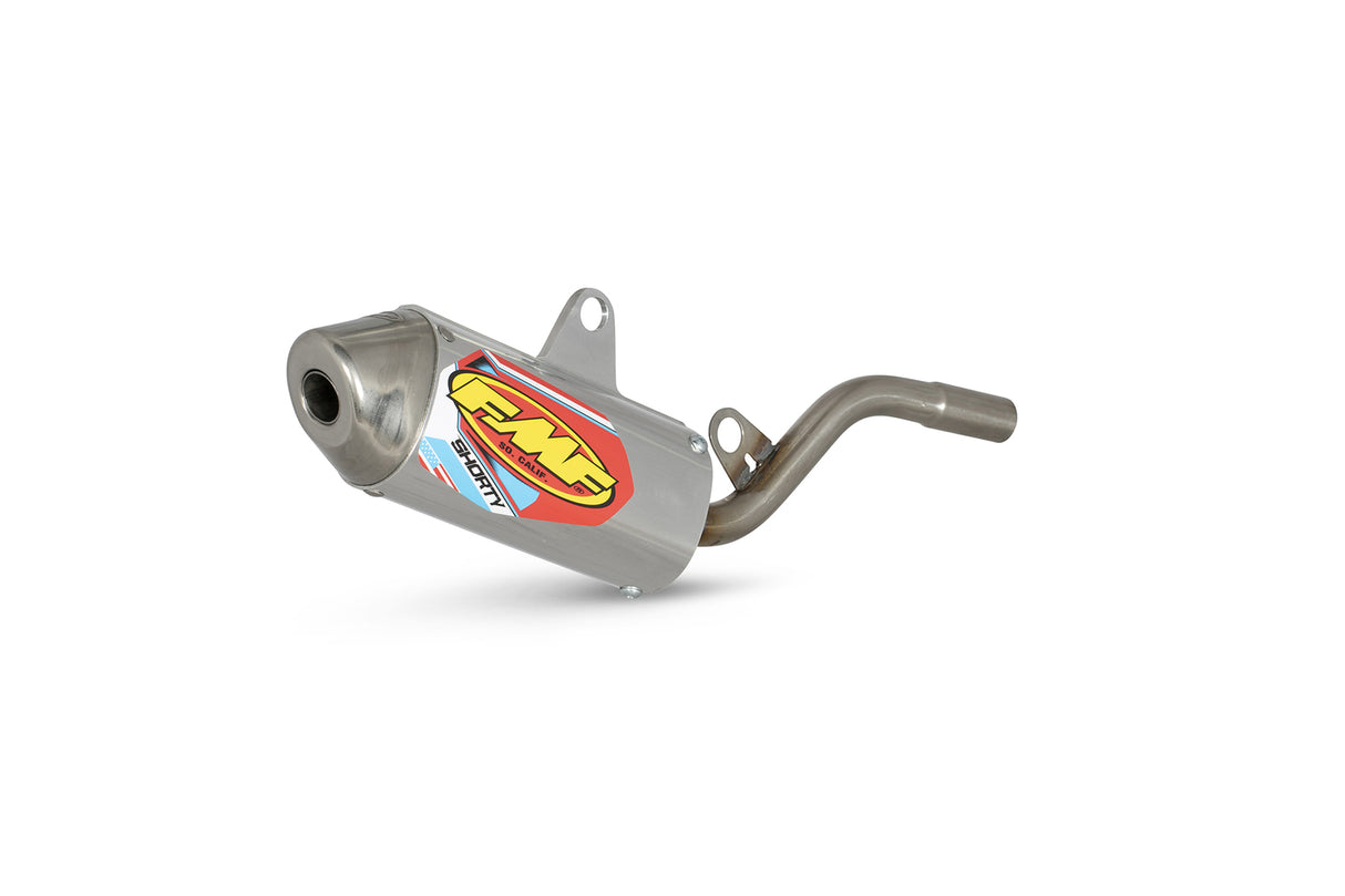 FMF Racing Powercore 2 Shorty Aluminum Muffler w/Stainless End Cap for Kawasaki KX80 98-00/KX85 01-24/KX100 98-21/KX112 22-24/Suzuki RM100 03-04