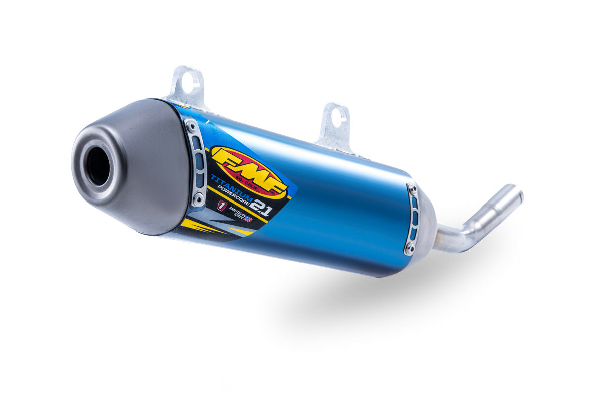 FMF Racing Powercore 2.1 Blue Anodized Titanium Muffler w/Titanium End Cap for Yamaha YZ250 02-24