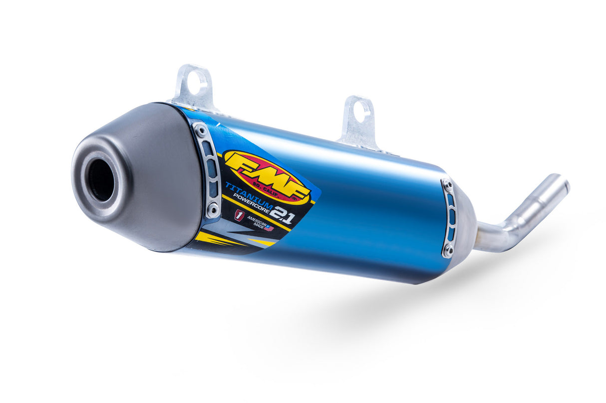 FMF Racing Powercore 2.1 Blue Anodized Titanium Muffler w/Titanium End Cap for KTM/Husqvarna 17-19 Models