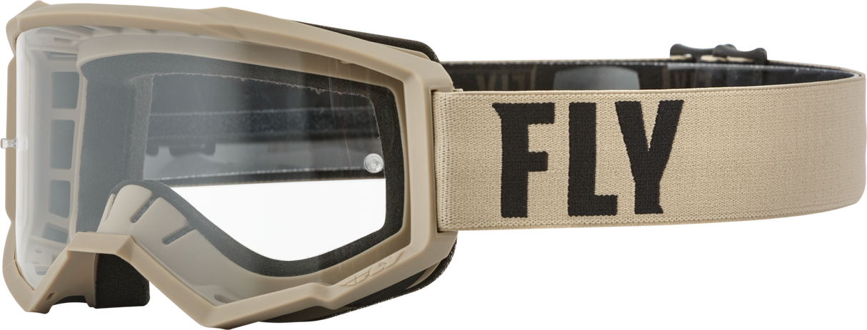 FLY 2023 Focus Youth Goggles Khaki/Brown w/Clear Lens