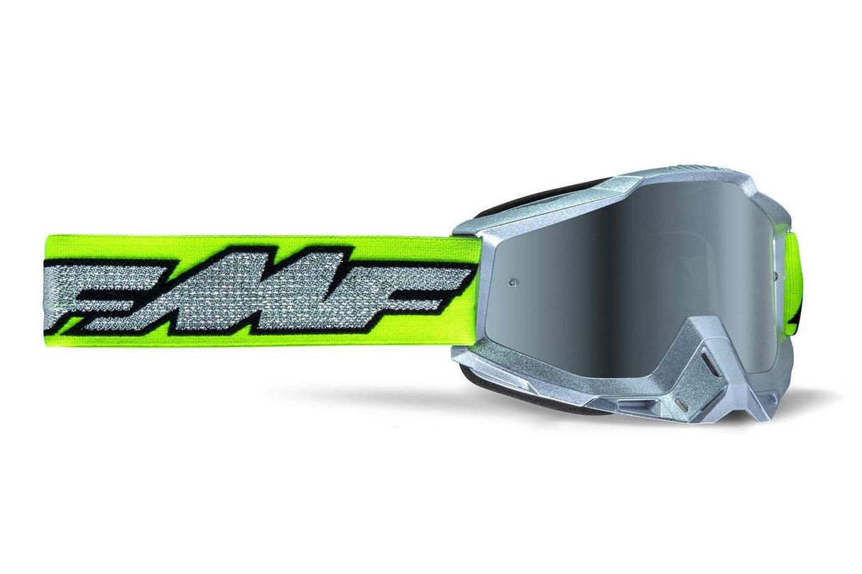 FMF Vision Powerbomb Goggles Rocket Silver Lime w/Mirror Silver Lens