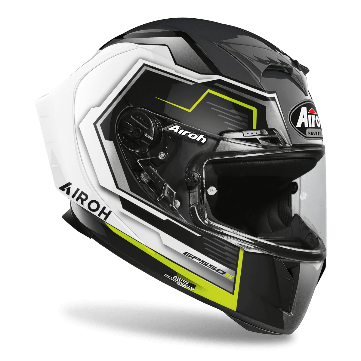 Airoh GP550 S Rush Gloss White/Yellow Helmet [Size: SM] [INTERNAL]