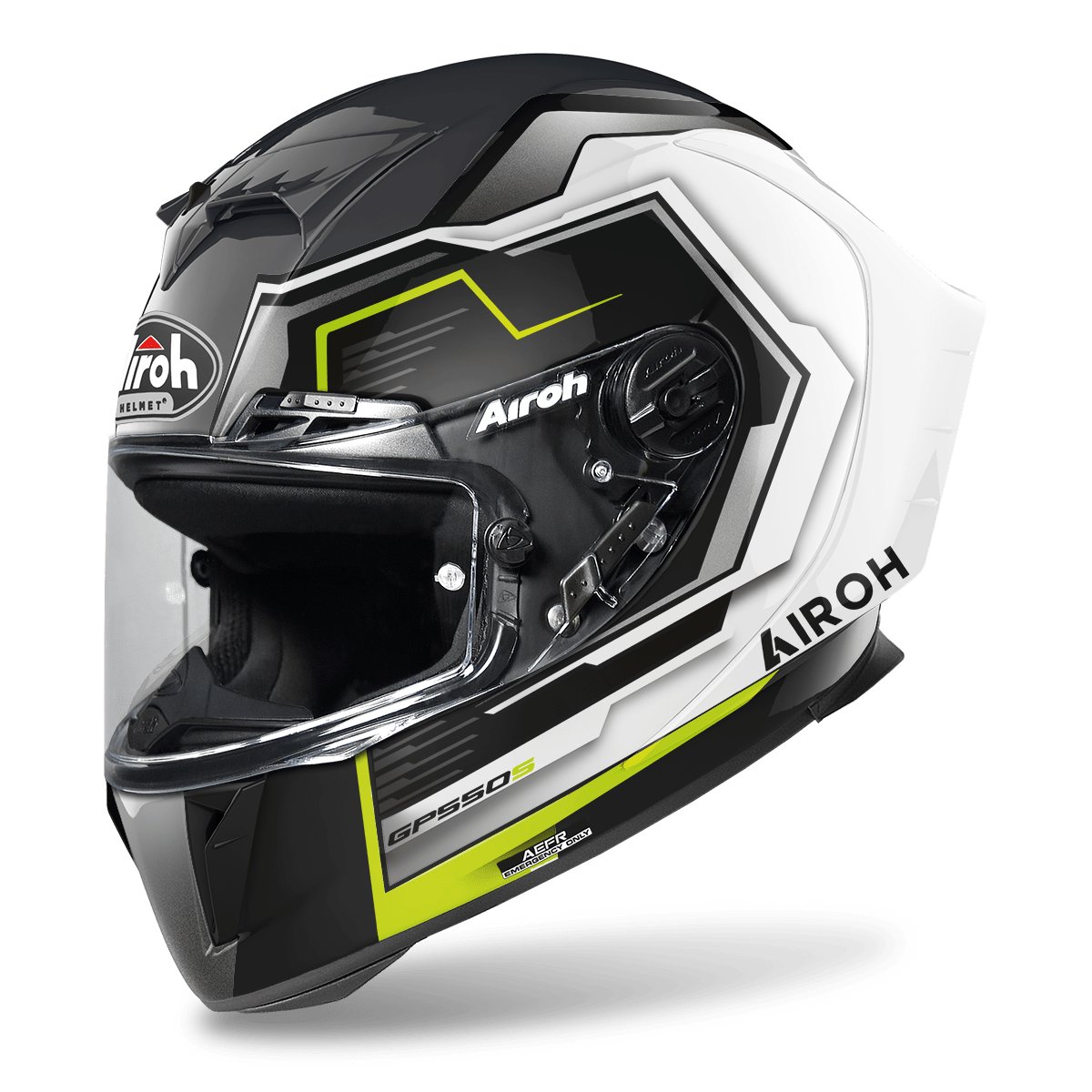 Airoh GP550 S Rush Gloss White/Yellow Helmet [Size: SM] [INTERNAL]