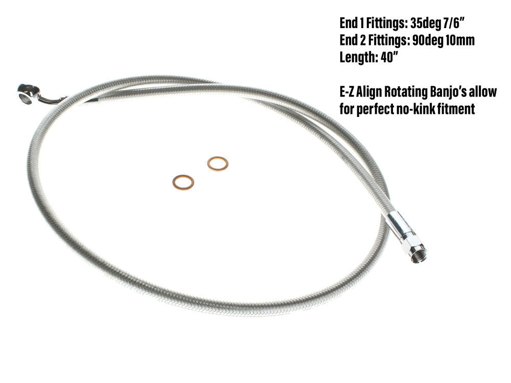 Magnum Shielding MS-36140SW Sterling Chromite 40" E-Z Align Front Brake Line w/7/16" x 35 Degree Banjo