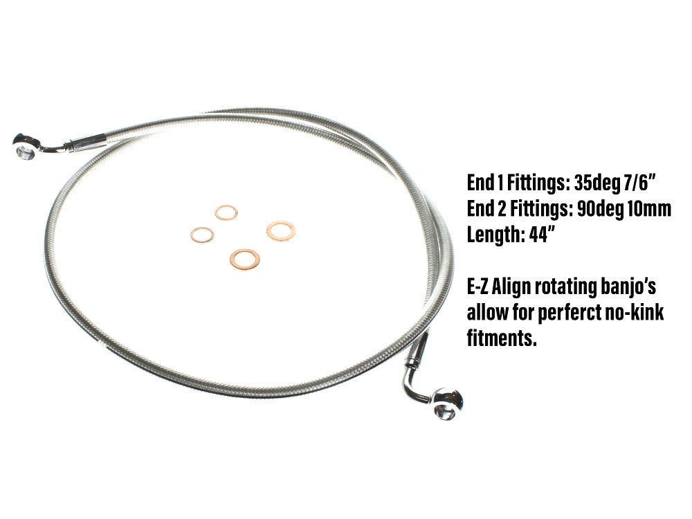 Magnum Shielding MS-36144SW Sterling Chromite 44" E-Z Align Front Brake Line w/7/16" x 35 Degree Banjo