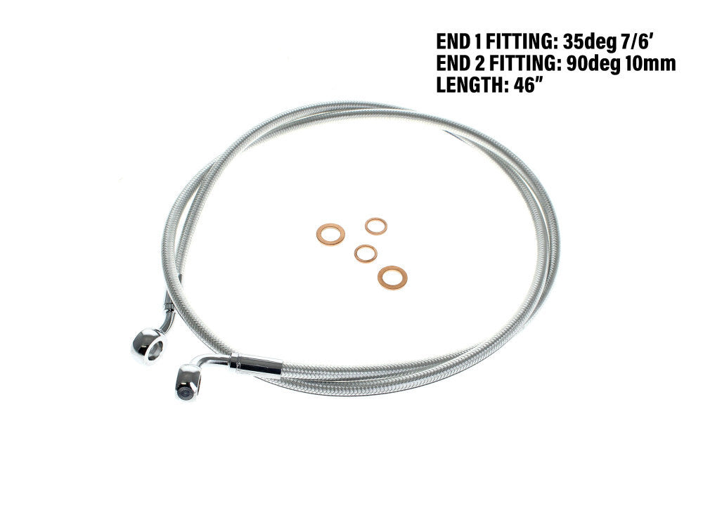 Magnum Shielding MS-36146SW Sterling Chromite 46" E-Z Align Front Brake Line w/7/16" x 35 Degree Banjo