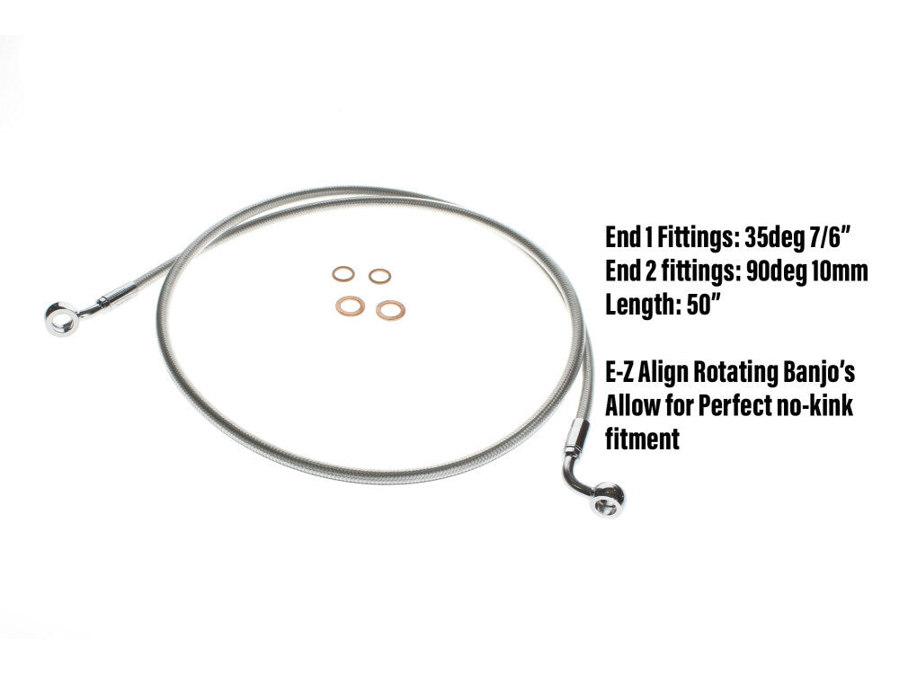 Magnum Shielding MS-36150SW Sterling Chromite 50" E-Z Align Front Brake Line w/7/16" x 35 Degree Banjo