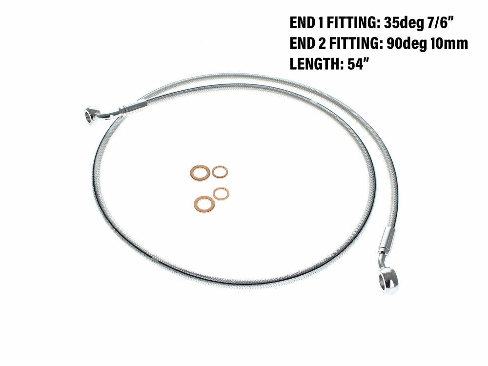 Magnum Shielding MS-36154SW Sterling Chromite 54" E-Z Align Front Brake Line w/7/16" x 35 Degree Banjo