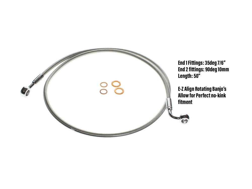 Magnum Shielding MS-36446SW Sterling Chromite 46" E-Z Align Front Brake Line w/7/16" x 180 Degree Banjo