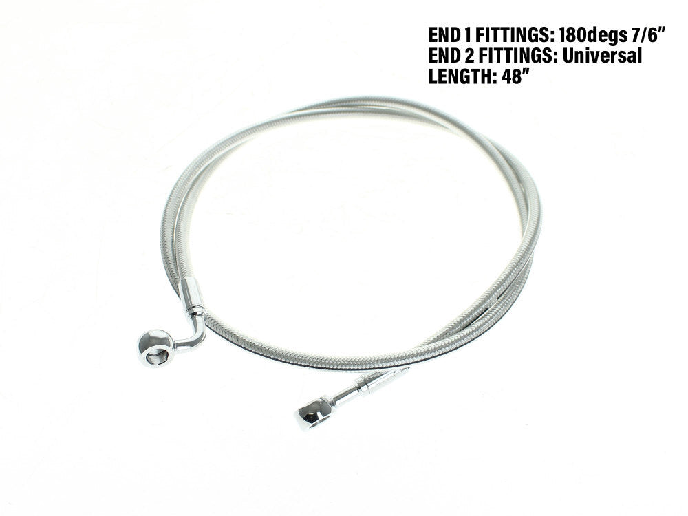 Magnum Shielding MS-36448SW Sterling Chromite 48" E-Z Align Front Brake Line w/7/16" x 180 Degree Banjo