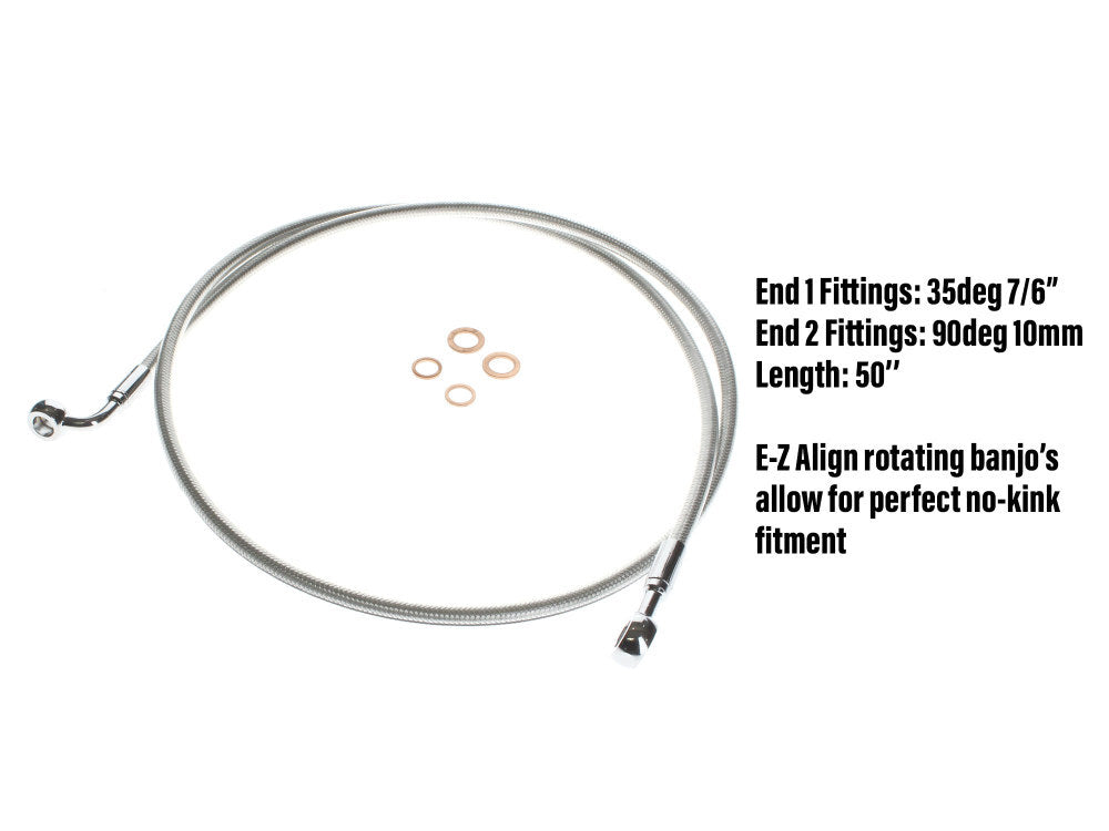 Magnum Shielding MS-36450SW Sterling Chromite 50" E-Z Align Front Brake Line w/7/16" x 180 Degree Banjo