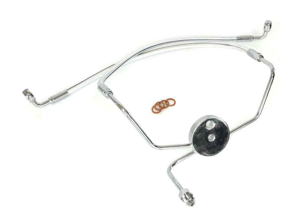 Magnum Shielding MS-37005 Sterling Chromite Lower Front Brake Line w/T-Piece for Touring 84-07 w/Dual Front Calipers