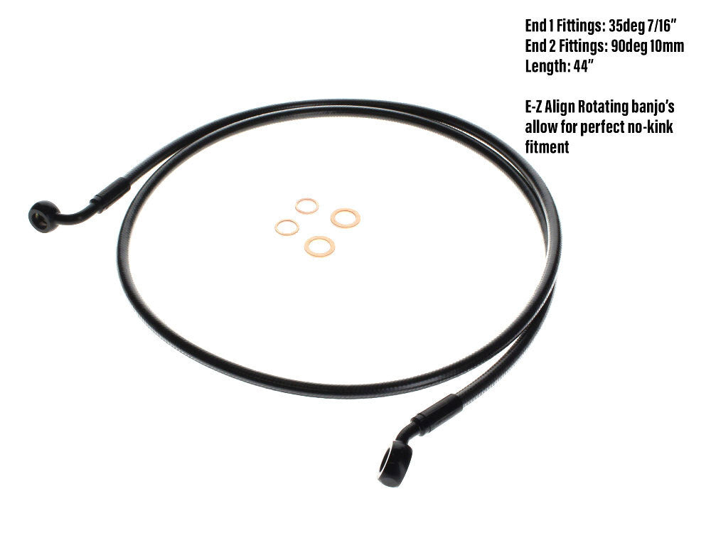 Magnum Shielding MS-46144SW Black Pearl 44" E-Z Align Front Brake Line w/7/16" x 35 Degree Banjo