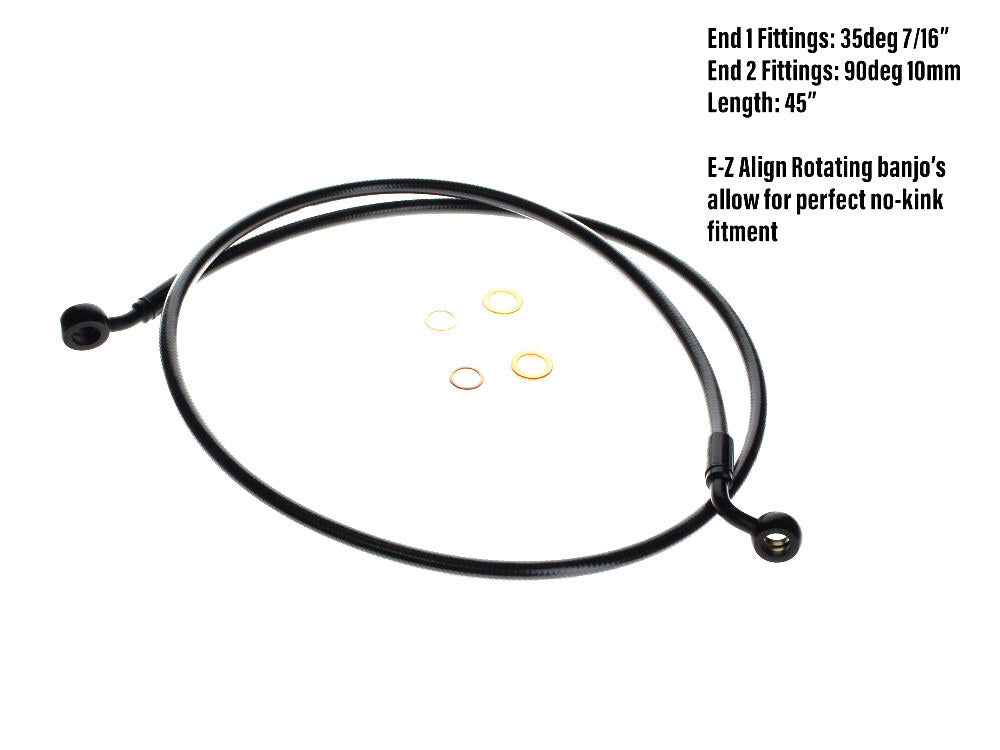 Magnum Shielding MS-46145SW Black Pearl 45" E-Z Align Front Brake Line w/7/16" x 35 Degree Banjo