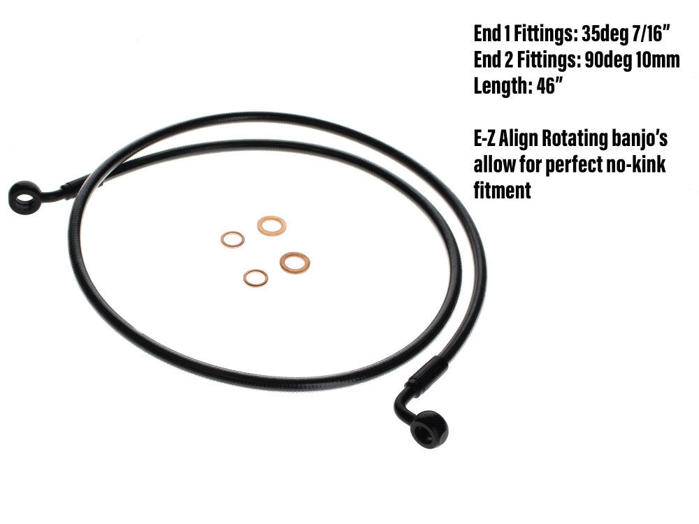 Magnum Shielding MS-46146SW Black Pearl 46" E-Z Align Front Brake Line w/7/16" x 35 Degree Banjo