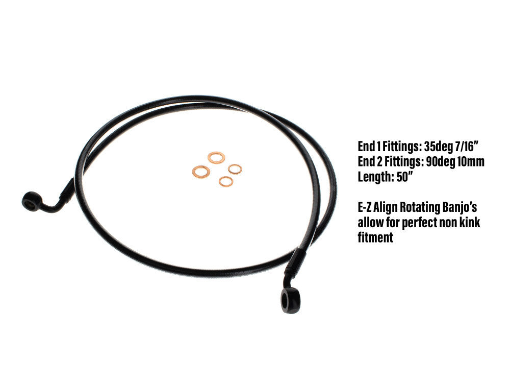 Magnum Shielding MS-46150SW Black Pearl 50" E-Z Align Front Brake Line w/7/16" x 35 Degree Banjo