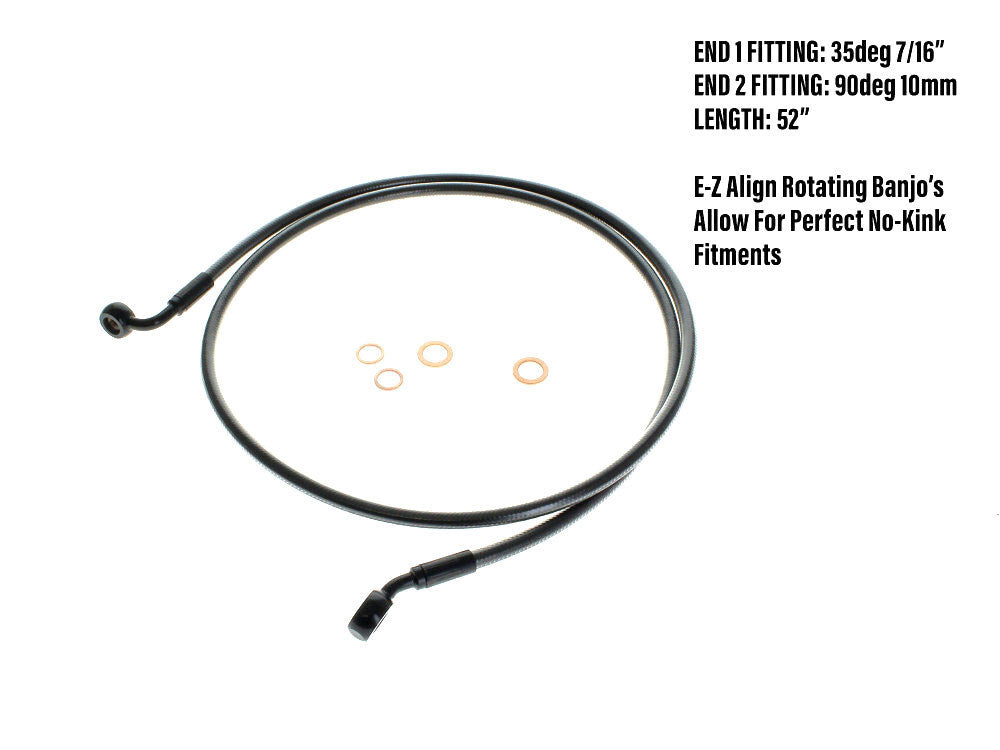 Magnum Shielding MS-46152SW Black Pearl 52" E-Z Align Front Brake Line w/7/16" x 35 Degree Banjo