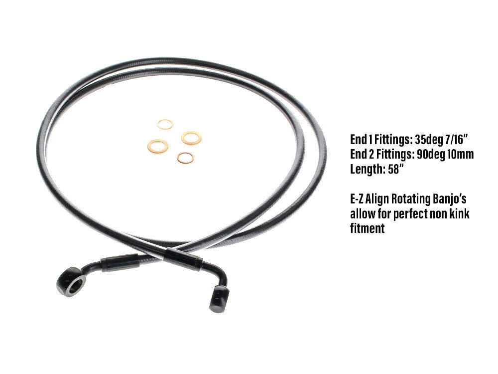 Magnum Shielding MS-46158SW Black Pearl 58" E-Z Align Front Brake Line w/7/16" x 35 Degree Banjo