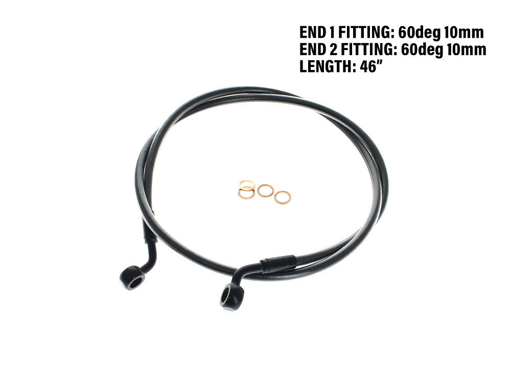 Magnum Shielding MS-46646SW Black Pearl 46" E-Z Align Front Brake Line w/10mm x 60 Degree Banjo for Sportster 04-13