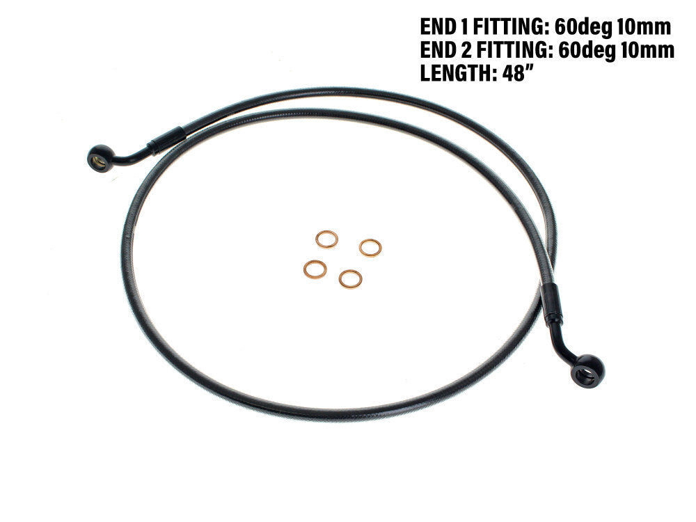 Magnum Shielding MS-46648SW Black Pearl 48" E-Z Align Front Brake Line w/10mm x 60 Degree Banjo for Sportster 04-13