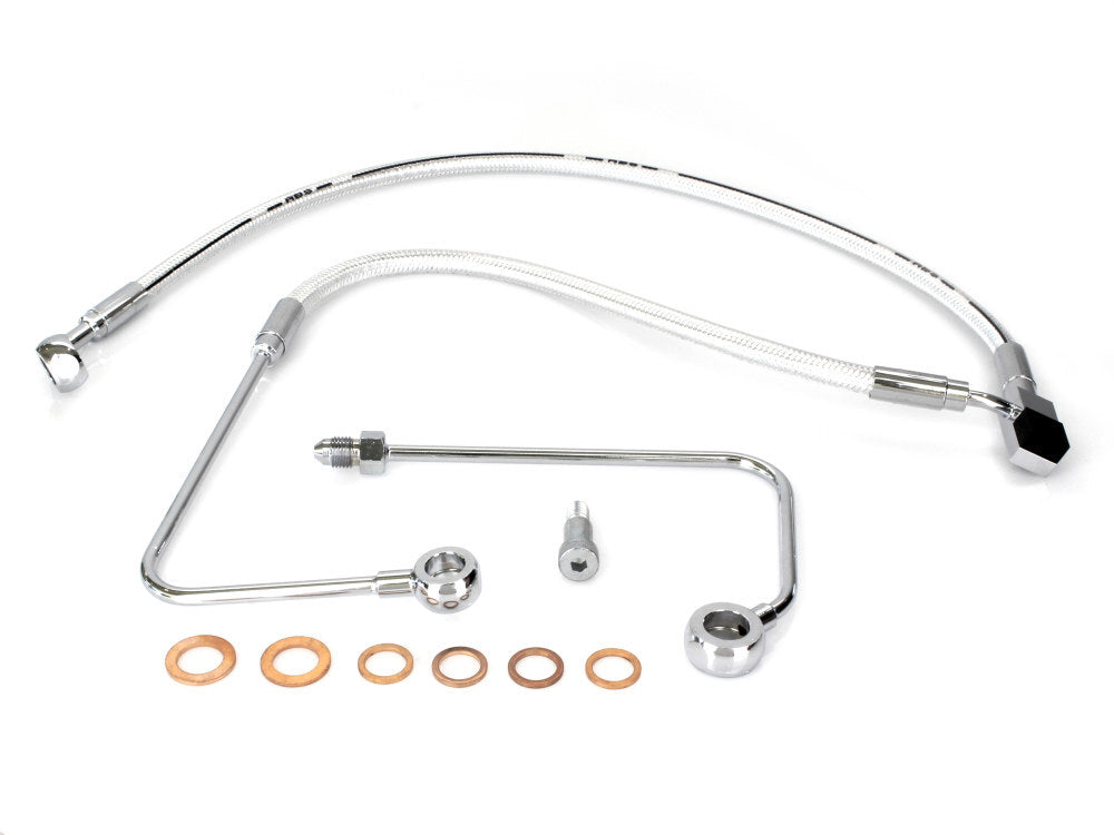 Magnum Shielding MS-AS37001 Sterling Chromite Stock Length Lower Front Brake Line for FLST Softail 11-17/Breakout 15-17 w/Single Front Disc Caliper