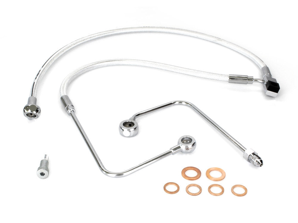 Magnum Shielding MS-AS37002 Sterling Chromite Stock Length Lower Front Brake Line for FXST Softail 11-15/Rocker 2011 w/Single Front Disc Caliper