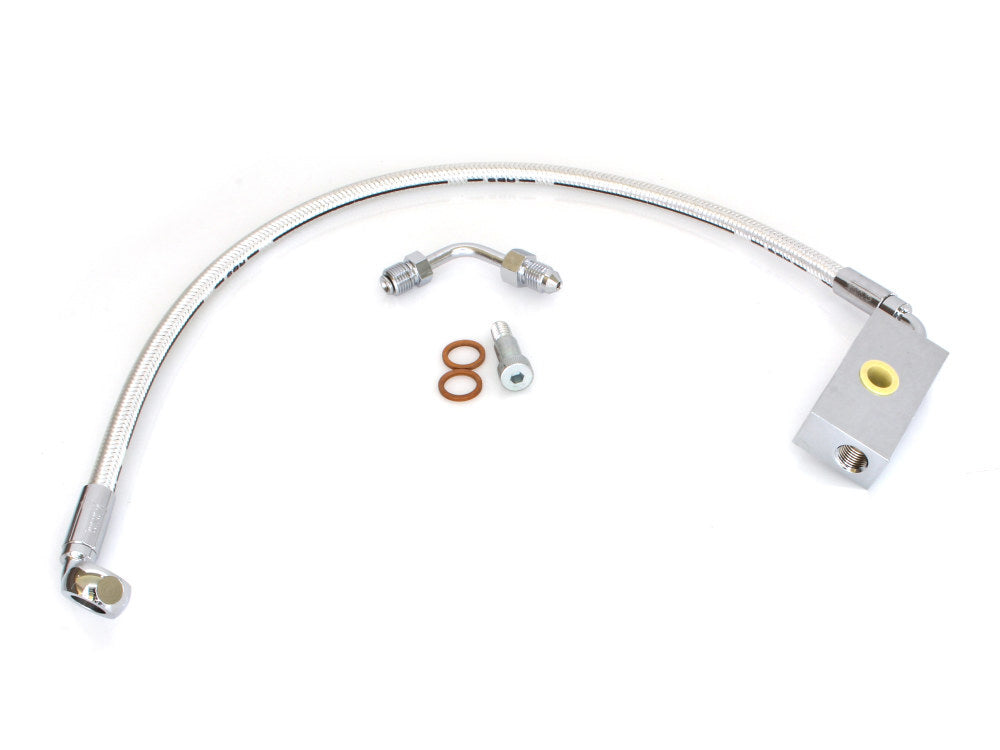 Magnum Shielding MS-AS37027 Sterling Chromite Stock Length Lower Front Brake Line for Softail 18-Up w/Single Front Disc Caliper