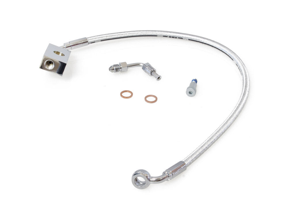 Magnum Shielding MS-AS370272 Sterling Chromite +2" Length Lower Front Brake Line for Softail 18-Up w/Single Front Disc Caliper