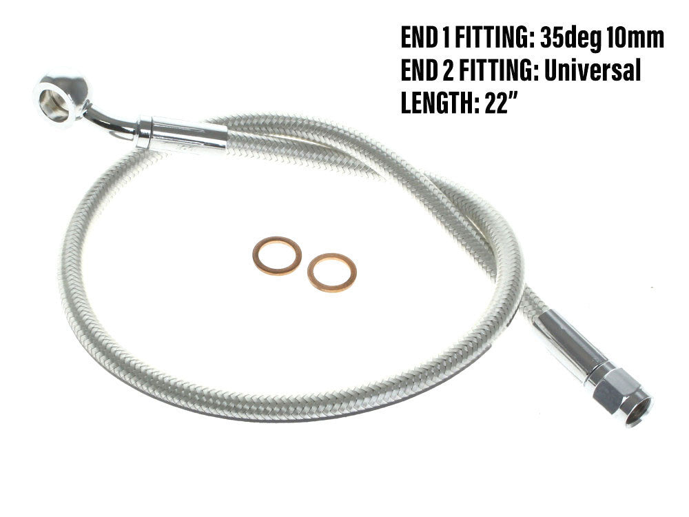 Magnum Shielding MS-AS37122 Sterling Chromite 22" Upper Front Brake Line w/10mm x 35 Degree Banjo