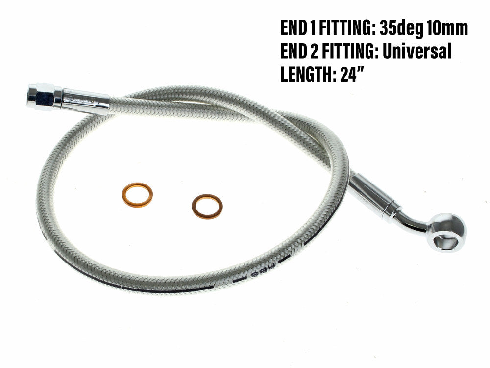 Magnum Shielding MS-AS37124 Sterling Chromite 24" Upper Front Brake Line w/10mm x 35 Degree Banjo