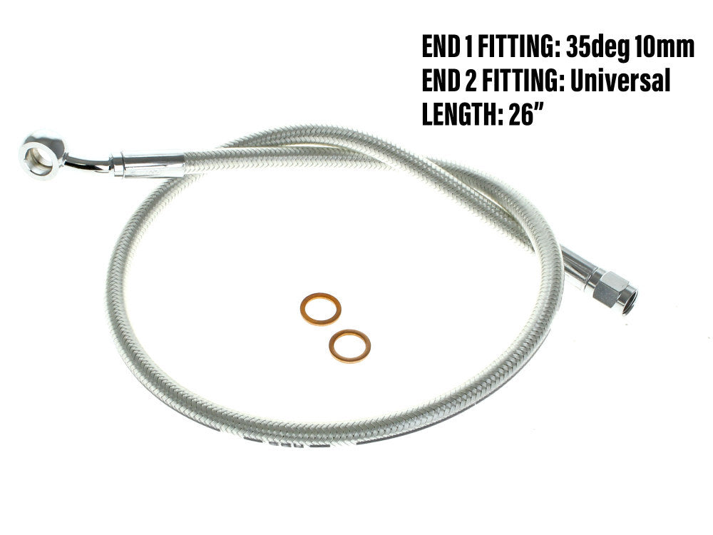 Magnum Shielding MS-AS37126 Sterling Chromite 26" Upper Front Brake Line w/10mm x 35 Degree Banjo